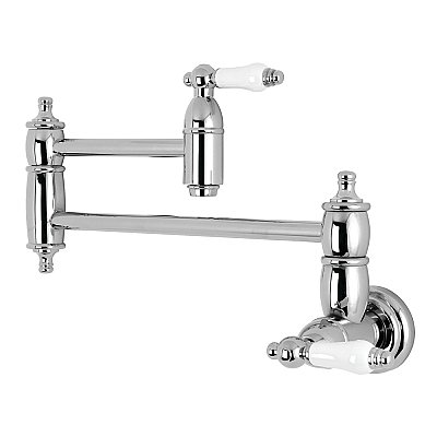 Restoration Wall Mount Pot Filler Kitchen Faucet -  Polished Chrome