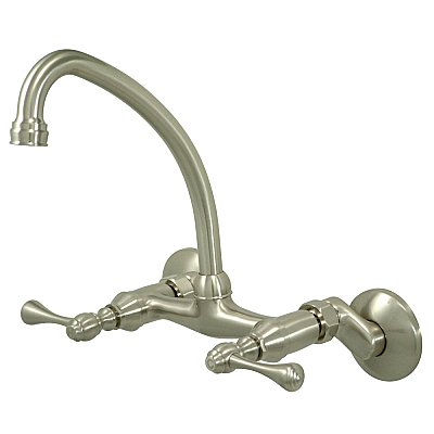 Kingston Two Handle Wall Mount Kitchen Faucet -  Brushed Nickel