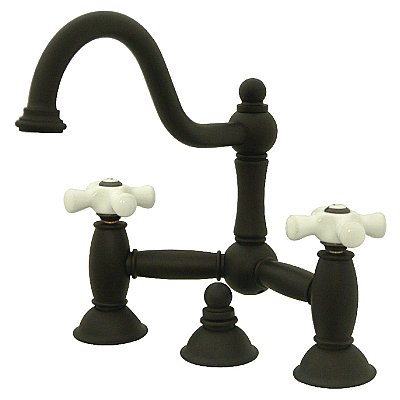 Kingston Brass KS3915PX Restoration Bathroom Bridge Faucet, Oil Rubbed Bronze
