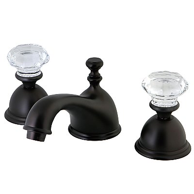 Celebrity Widespread Sink Faucet - Crystal Knob Handles - Oil Rubbed Bronze