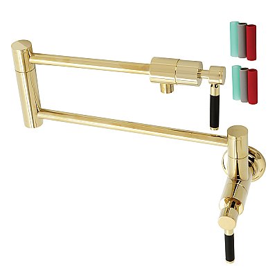Kaiser Wall Mount Pot Filler -  Polished Brass
