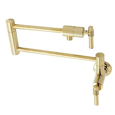 Milano Wall Mount Pot Filler -  Polished Brass