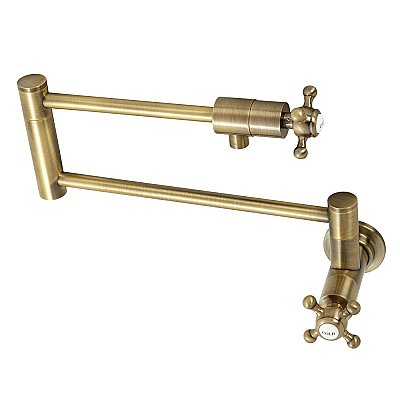 Metropolitan Wall Mount Pot Filler -  Antique Brass