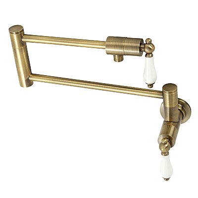 Metropolitan Wall Mount Pot Filler -  Antique Brass