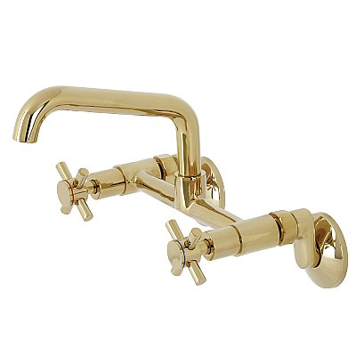 Concord Two-Handle Wall-Mount Kitchen Faucet -  Polished Brass