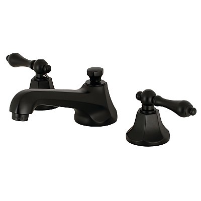 Kingston Brass Widespread Lavatory Faucet - Metal Lever Handles - Matte Black