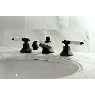 Bel-Air Widespread Sink Faucet - Metal Lever Handles - Matte Black