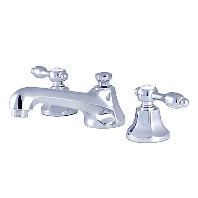 Tudor Widespread Sink Faucet - Metal Lever Handles - Polished Chrome
