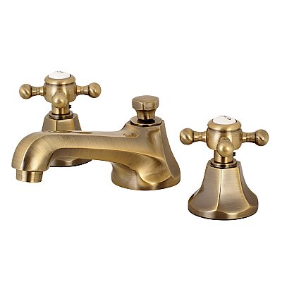 Kingston Brass Widespread Lavatory Faucet - Metal Cross Handles - Vintage Brass