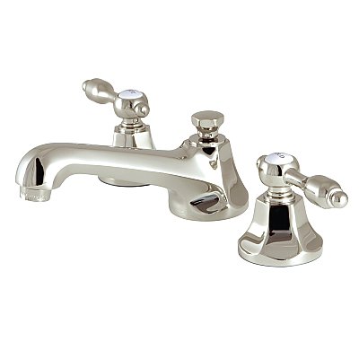 Tudor Widespread Lavatory Faucet - Metal Lever Handles - Polished Nickel