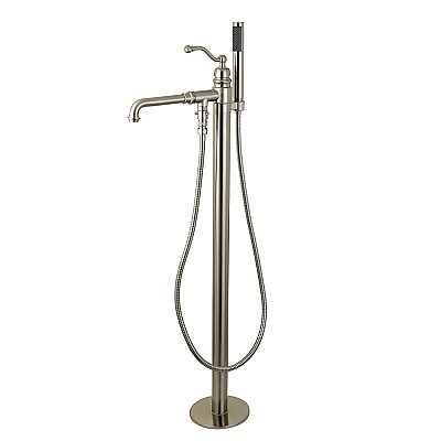 Kingston Brass KS7038ABL English Country Freestanding Tub Faucet with Hand Shower, Brushed Nickel