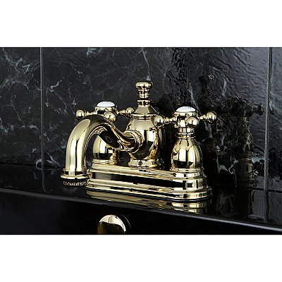 Kingston Brass 4-Inch Centerset Lavatory Faucet Metal Cross Levers - Polished Brass