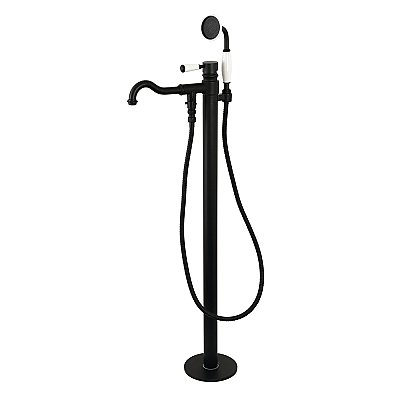 Kingston Brass KS7130DPL Paris Freestanding Tub Faucet with Hand Shower, Matte Black