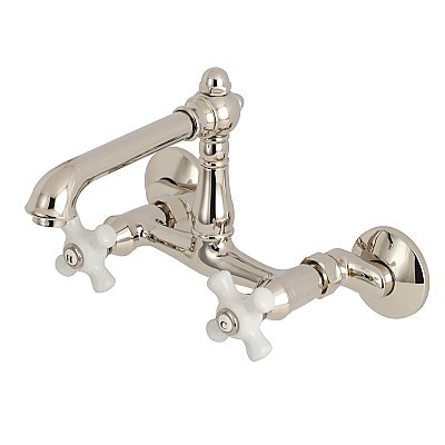 English Country 6-Inch Adjustable Center Wall Mount Kitchen Faucet -  Polished Nickel