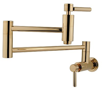 Concord Wall Mount Pot Filler Kitchen Faucet -  Polished Brass
