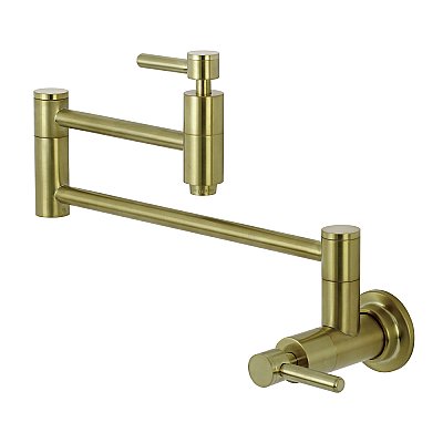 Concord Wall Mount Pot Filler Kitchen Faucet -  Brushed Brass