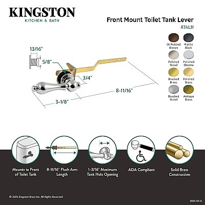 Restoration Toilet Flush Lever - Matte Black