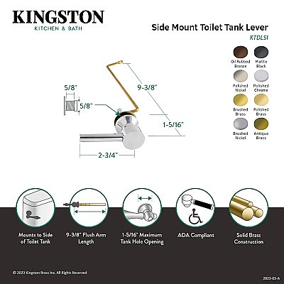 Kingston Sona KTDLS5 - Concord Side Mount Toilet Tank Lever - Oil Rubbed Bronze