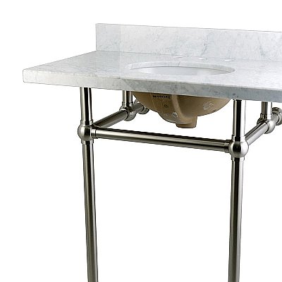 Fauceture 36" Templeton Carrara Marble Console Sink - Satin Nickel Legs