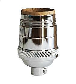 Polished Nickel Cast Lamp Socket - UNO Threads - Short Keyless