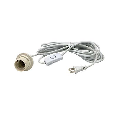 White Swag Ceiling Pendant Light Cord Ceiling Light Fixture with Plug and Switch - 15'