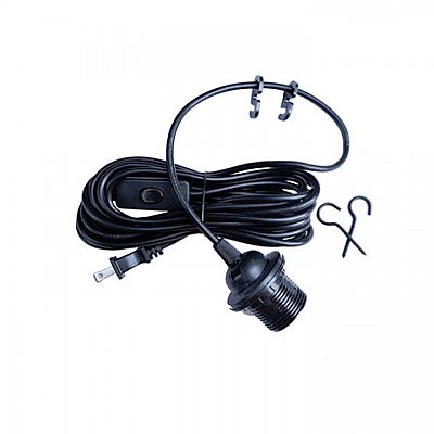Black Swag Ceiling Pendant Light Cord Set with Plug and Switch - 15'