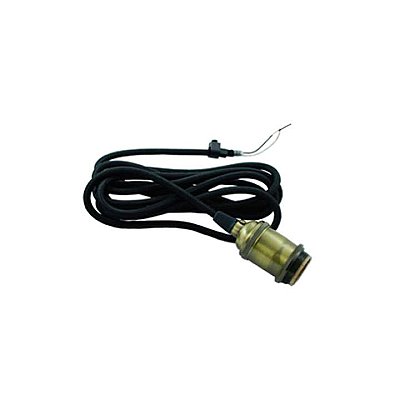 Antique Brass Pendant Ceiling Fixture Kit with Black Rayon Wire and Keyless Socket