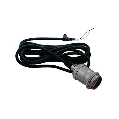 Polished Nickel Pendant Ceiling Fixture Kit with Black Rayon Wire and Keyless Socket