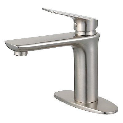 Fauceture LS4208CXL Frankfurt Single-Handle Bathroom Faucet with Deck Plate and Drain, Brushed Nickel