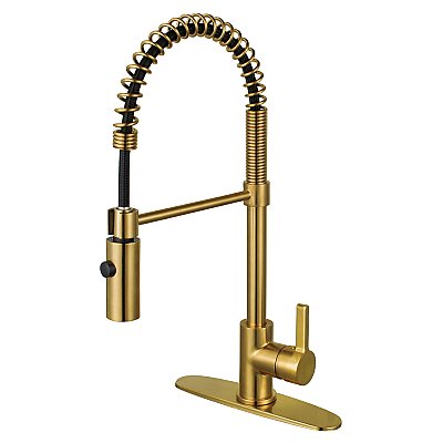 Gourmetier LS8773CTL Continental Single-Handle Pre-Rinse Kitchen Faucet, Brushed Brass