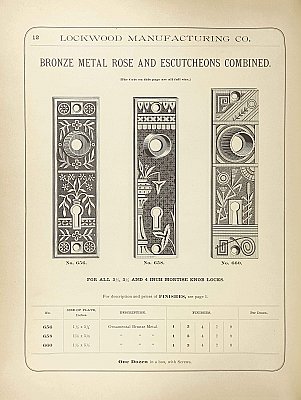 Antique Cast Iron Romanesque "Orleans" Design Door Plate By Lockwood Manufacturing - Circa 1914