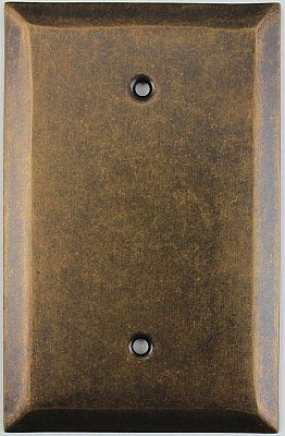 Jumbo Oversized Aged Antique Brass Stamped Single Blank Switchplate / Cover Plate