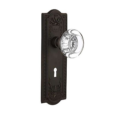 Complete Door Set - Featuring Meadows Plate with Round Clear Crystal Knob