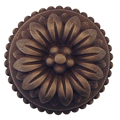 French Style Cabinet Knob - 1-1/2" Diameter - Antique Brass