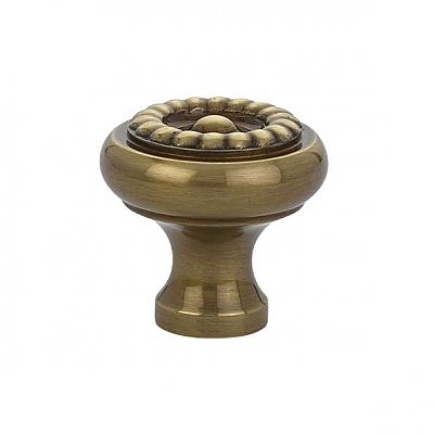 Rope Solid Brass Cabinet Knob - 1-1/4" - French Antique Brass