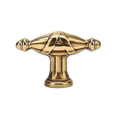 Ribbon & Reed Finger Pull or Knob - Large - Antique Brass