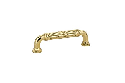Estate Ribbon & Reed Pull - 3-1/2" on center - Unlacquered Polished Brass