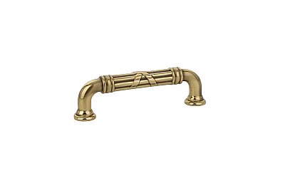 Estate Ribbon & Reed Pull - 3-1/2" on center - French Antique Brass