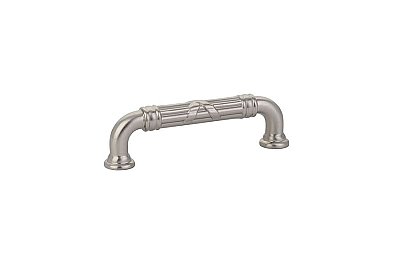 Estate Ribbon & Reed Pull - 3-1/2" on center - Satin Nickel