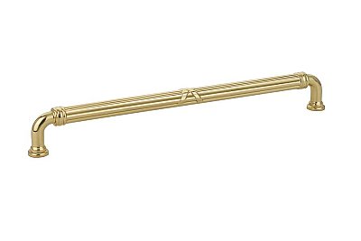 Estate Ribbon & Reed Pull - 10" on center - Polished Brass