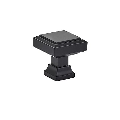 Geometric Square Cabinet Knob - 1-5/8" - Flat Black
