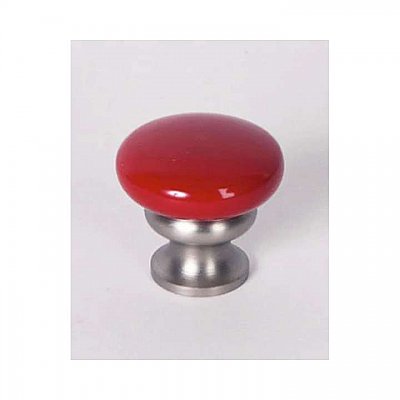 Metal Cabinet Knob - Candy Red & Brushed Nickel