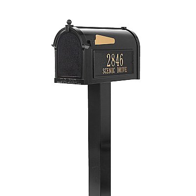 Premium Mailbox Package - Includes Name and Address Plaques and Post - Multiple Colors Available