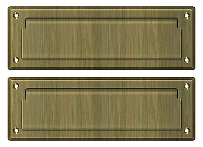 Small Solid Brass Mail Slot with Interior Slot, 8-7/8" wide