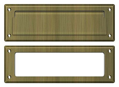 Small Solid Brass Mail Slot with Interior Slot, 8-7/8" wide