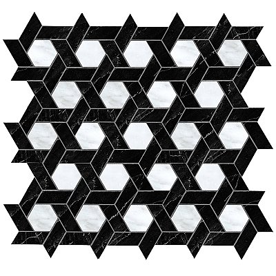 Honed Marble Mosaic Lattice Pattern Tile - 1 Sq. Ft.  Sheet - Carrara White - *Quick Ship*