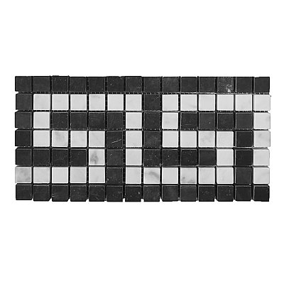 Honed Marble Mosaic Greek Key Border Tile - .78 Sq. Ft. - Carrara White - *Quick Ship*