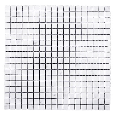 Honed Marble Mosaic 5/8" Square Tile - 1 Sq. Ft.  Sheet - Carrara White - *Quick Ship*