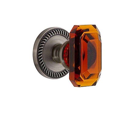 Complete Door Set Featuring Newport Plate and Amber Crystal Baguette Knob