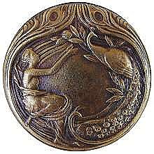 Peacock Lady Knob, Antique Brass
